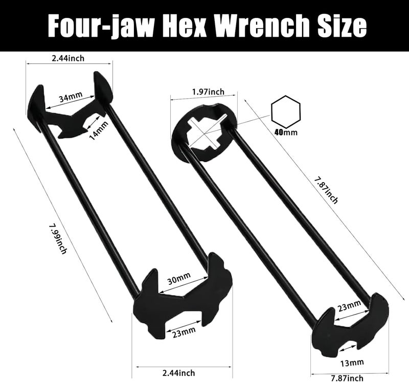 Rmannke Multifunctional Kitchen Faucet Sink Basin Wrench, Kitchen Drain Tub Removal nut Plumbing Plumber, 8 in 1 and 14 in 1 Four-jaw Hex Wrench, for Tight Spaces Installation and Repairs Tools - Image 3